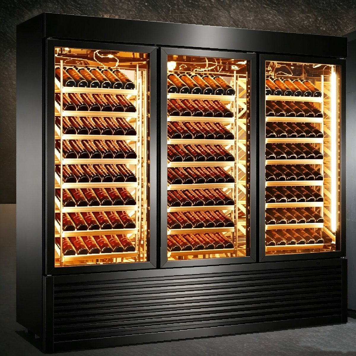 L- Large Triple Door Wine Storage Cabinet LED Light Constant Temperature Wine Cooler Commercial Wine Display Fridge