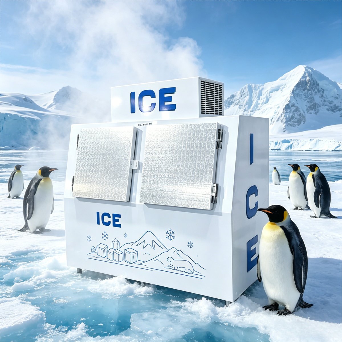 C-Vertical Double Swing Door Ice Storage Freezer with Fast Cooling System for Milk Tea Shop & Bar