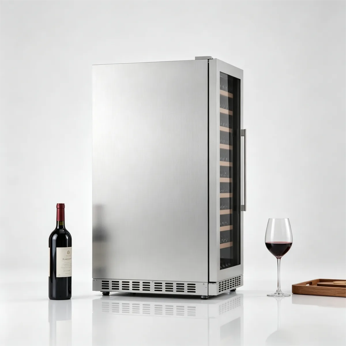 C-Large Vertical Built-in Wine Refrigerator With Wooden Shelves