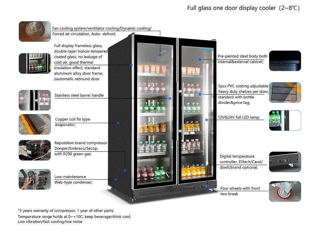 Upright Cool Drink Display Fridge Beer Refrigerator Energy Drink Cooler