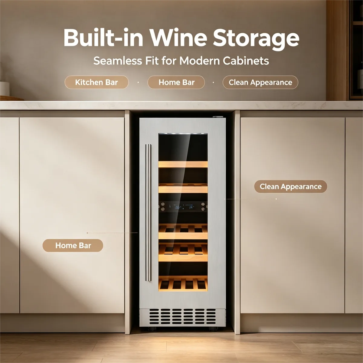 C-Large Capacity 58L Built-in Wine Refrigerator Digital Touch Control Wine Preservation Fridge