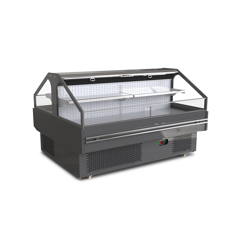 Energy Saving Curved Glass Deli Showcase Bright LED Lighting Meat Display Case for Cooked Food