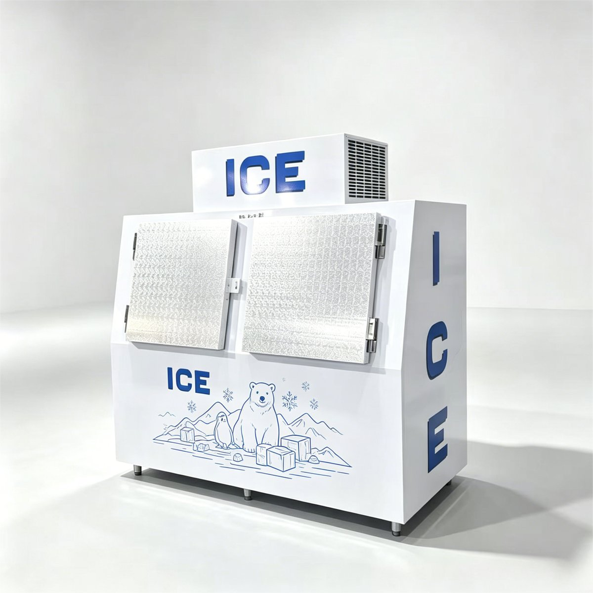 C-Fast Cooling Overheat Protection Double Door Ice Storage Freezer Vertical Ice Holding Equipment