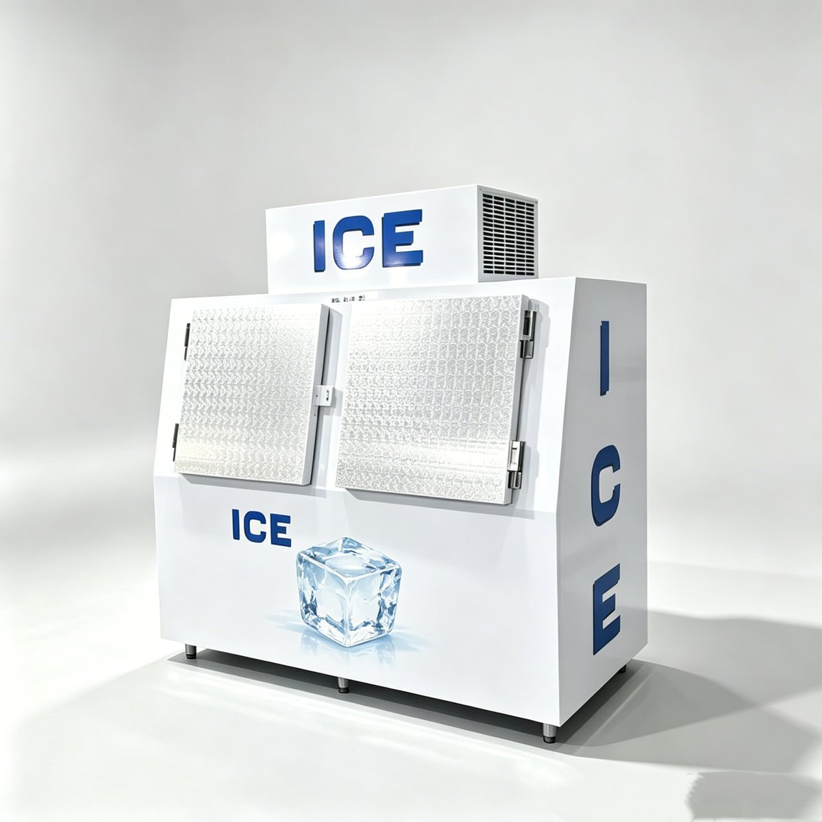 L-Commercial Double Solid Door Ice Storage Freezer Horizontal Bagged Ice Merchandiser Freezer for Gas Station Convenience Store