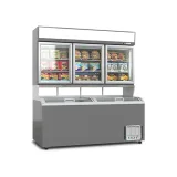 Commercial Retail Combi Freezer Unit With Blank Header Light Box for In-Store Promotion Marketing