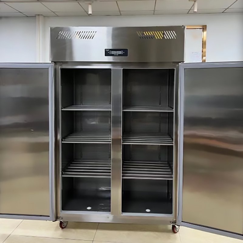 Commercial Kitchen Refrigerator 2 Vertical Double Doors Freezer Fresh-Keeping Air Cooling Single-Temperature Freezing Fridge