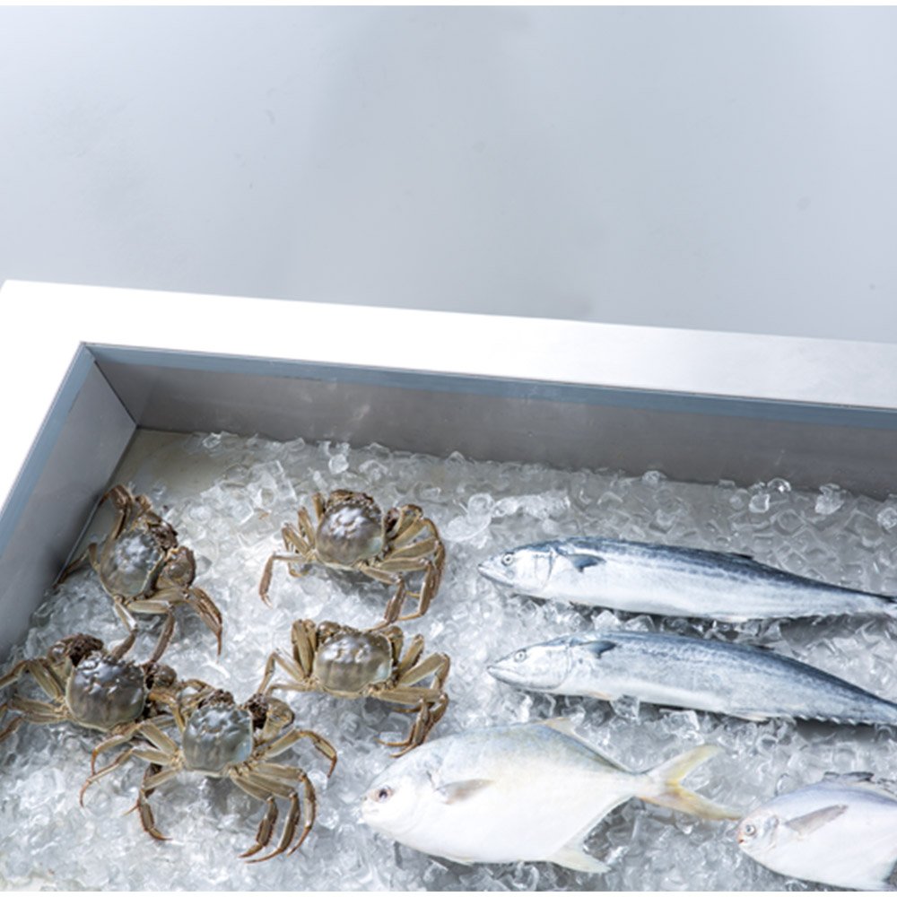 Customized Commercial Under Counter Chiller Workstation Table Refrigerator Ice Shelf Table for Hotels and Restaurants