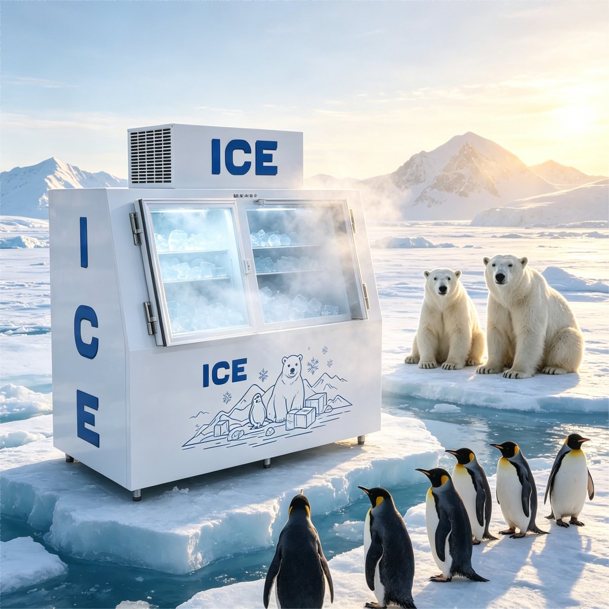 C-Double Door Ice Storage Freezer Anti-Rust Sprayed Cabinet Body for Convenience Store Ice Storage