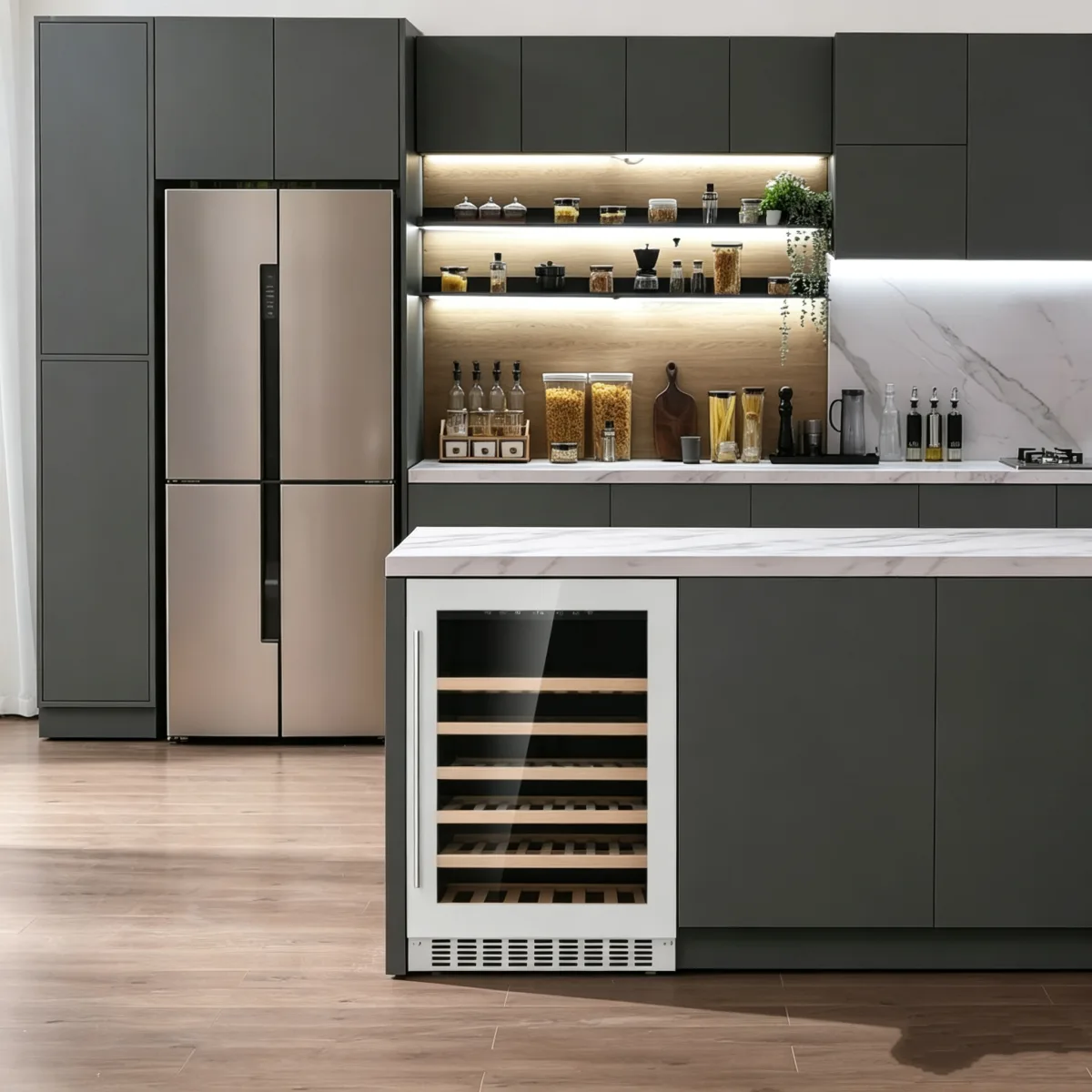 L- Small Built in Wine Cabinet Temperature Memory Function Slim Vertical Household Wine Display Cooler