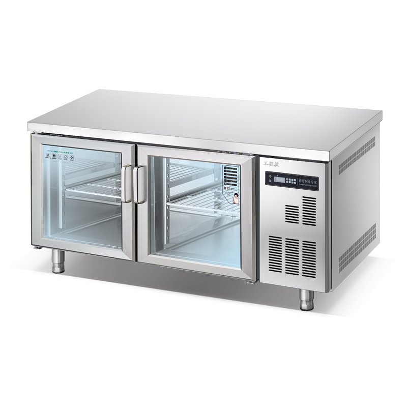 Glass Door Under Counter Chiller Refrigerator Worktable Freezer Workbench Refrigerator