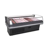 Horizontal Open Type Meat Chiller Anti Fog Clear Glass Fresh Cut Sausage Deli Display Fridge
