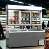 Independent Temperature Controlled Combined Frozen Cabinet Panoramic Glass for Full Product Visibility