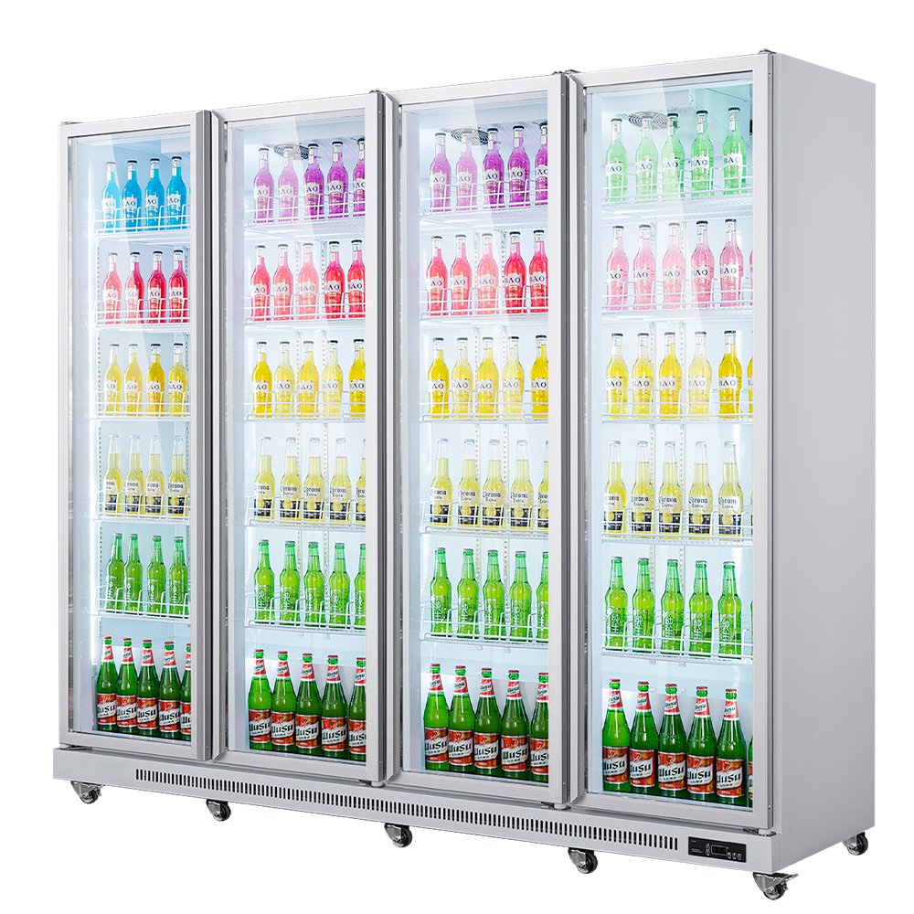 Beverage Display Cooler Refrigerator Commercial Double-Door Fridge for Water and Drinks