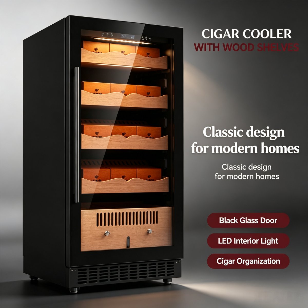 C-Dual Use Built-in Freestanding Compressor Cigar Cabinet 265L for Cigar Collection