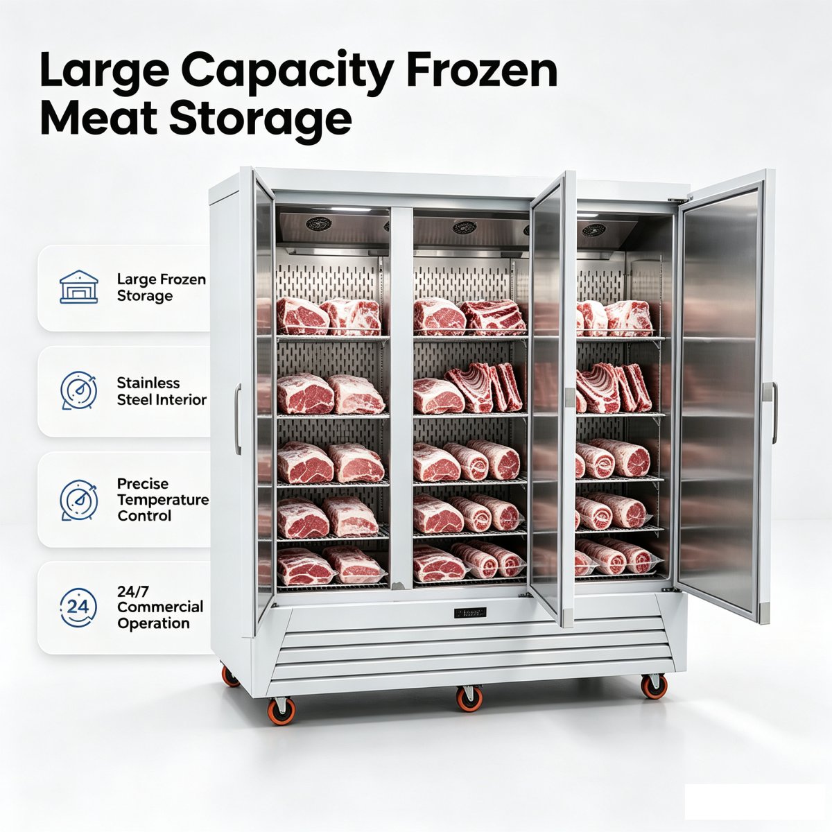 2 Door Reach-in Commercial Fridge Fan Cooling Large Capacity Kitchen Refrigerator