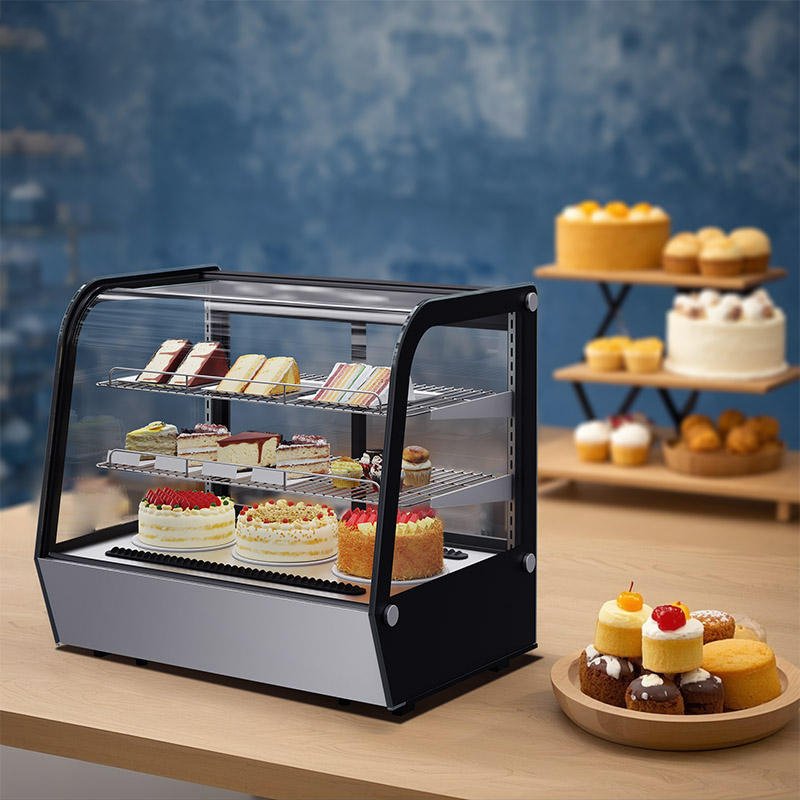 Table Top Glass Door Refrigerated Cake Display Fridge with Adjustable Multi-Tier Shelves Bakery Showcase