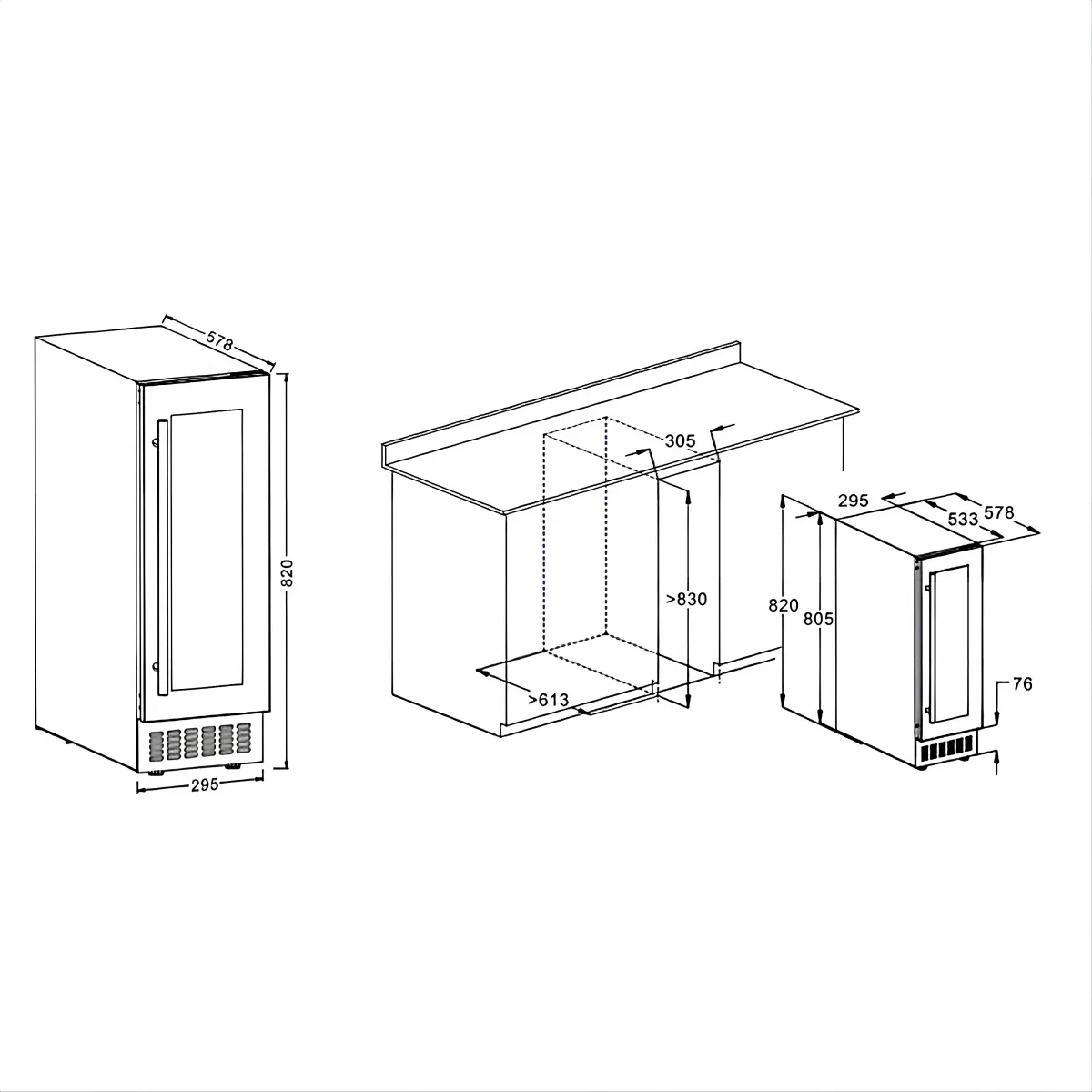 L-Vertical Narrow Wine Refrigerator Dual Zone Digital Touch Control UV-Free LED Light Freestanding Wine Chiller