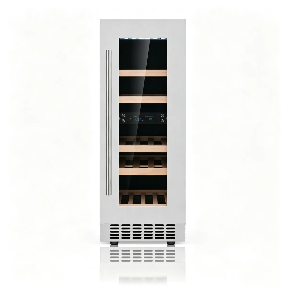 L-Vertical Narrow Wine Refrigerator Dual Zone Digital Touch Control UV-Free LED Light Freestanding Wine Chiller