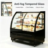 Back Front Door Curved Glass Cake Display Chiller Anti Fog Dessert Refrigerated Showcase for Bakery Cafe