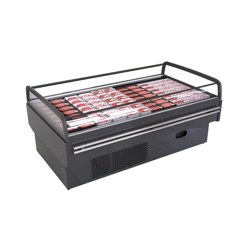 Uniform Air Flow Open Island Meat Display Cooler Inhibit Bacteria for Fresh Meat Cold Cuts Storage