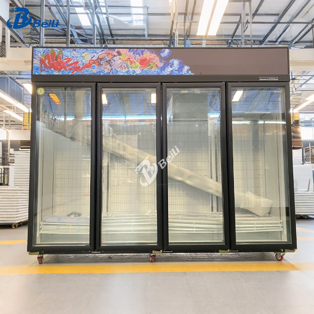 Commercial Beverage Display Vertical Cooler Glass Door Chiller
