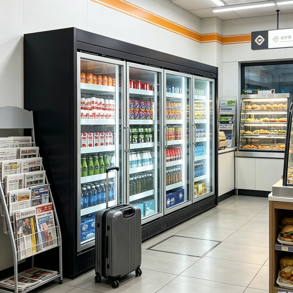 Tempered Glass Door Refrigerator Quick Cooling Upright Refrigerated Showcase for Supermarket Drink Area