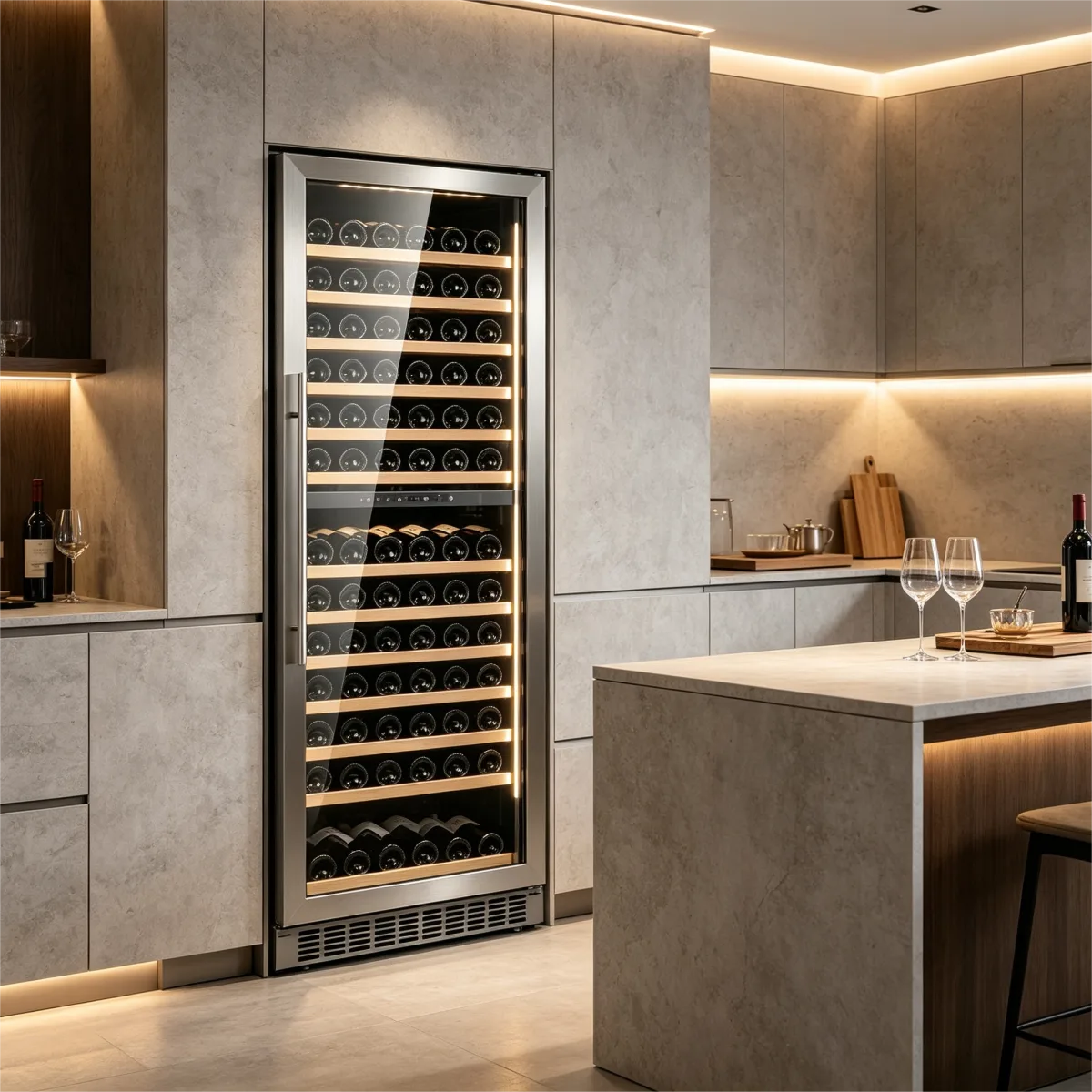 G-Touch LED LCD Control Wine Cabinet Temperature Memory Door Alarm