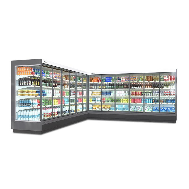 Open Air Meat Deli Display Cooler Multi Shelf Vertical Air Curtain Fridge for Supermarket Raw & Cooked Meat Retail