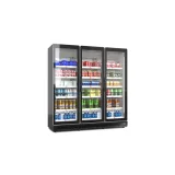 Thick Heat Insulation Foam 3 Door Commercial Display Fridge, Anti-Fog Transparent Glass Beverage Storage Showcase