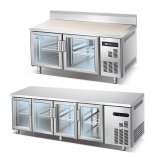 Commercial Refrigeration Equipment Under Counter Fridge Transparent Glass Door Freezer Chest for Kitchen Restaurants Equipment