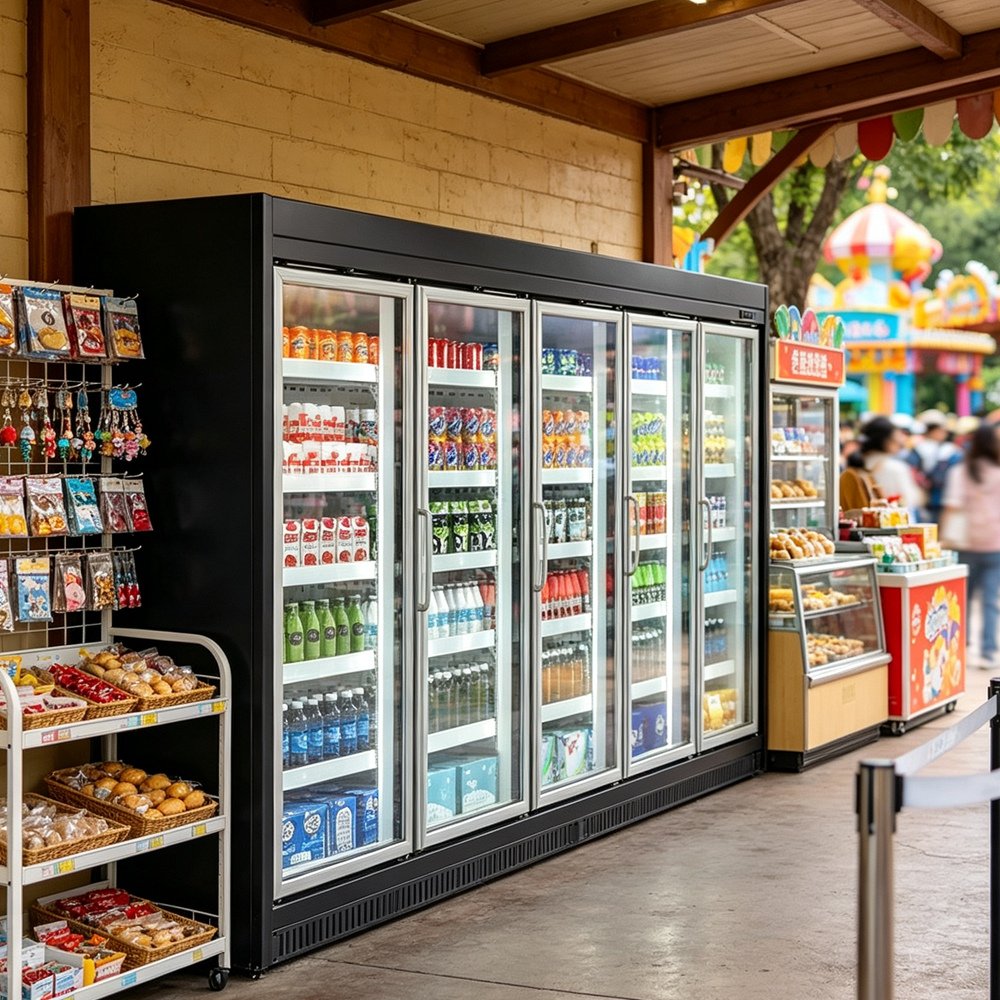 Wide Angle Display Glass Commercial Freezer Precise Temp Control Multi-door Frozen Display Case for Big Supermarket