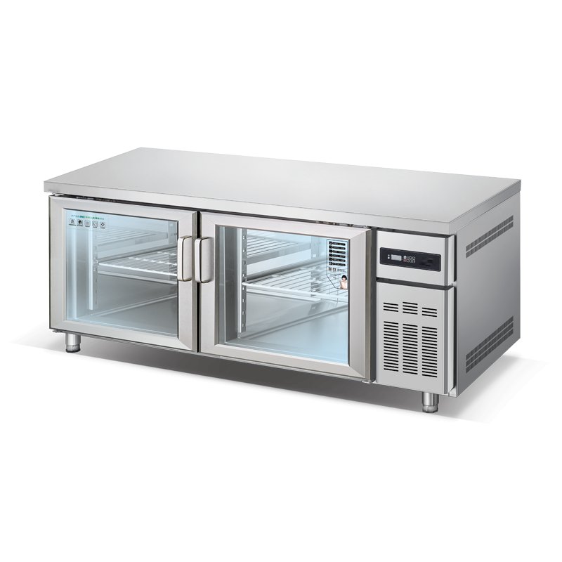 Workbench Cooler Undercounter Freezer Kitchen Refrigerated Equipment Glass Door Work Table Chiller