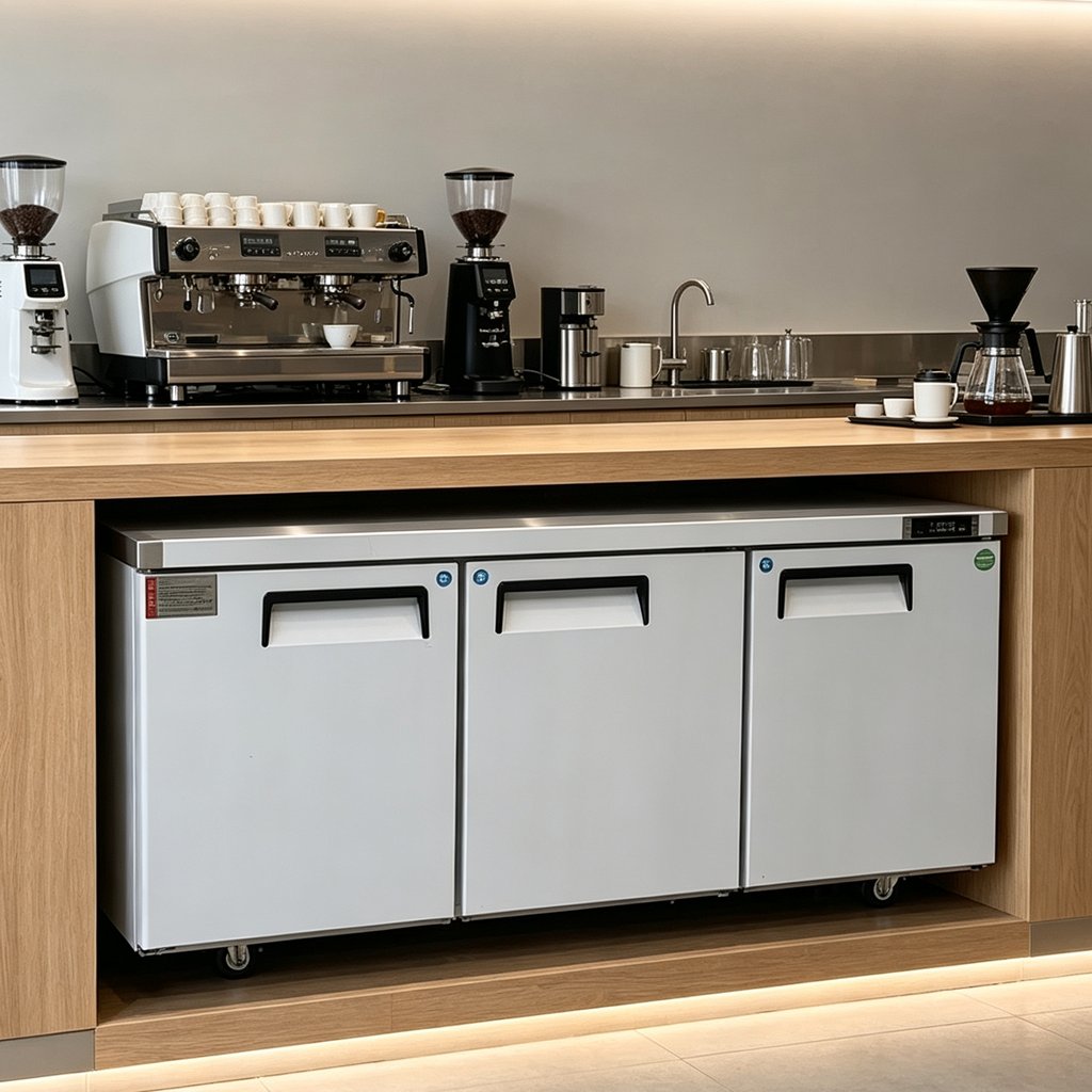 3 Door Stainless Steel Under Counter Refrigerator Commercial Worktop Fridge