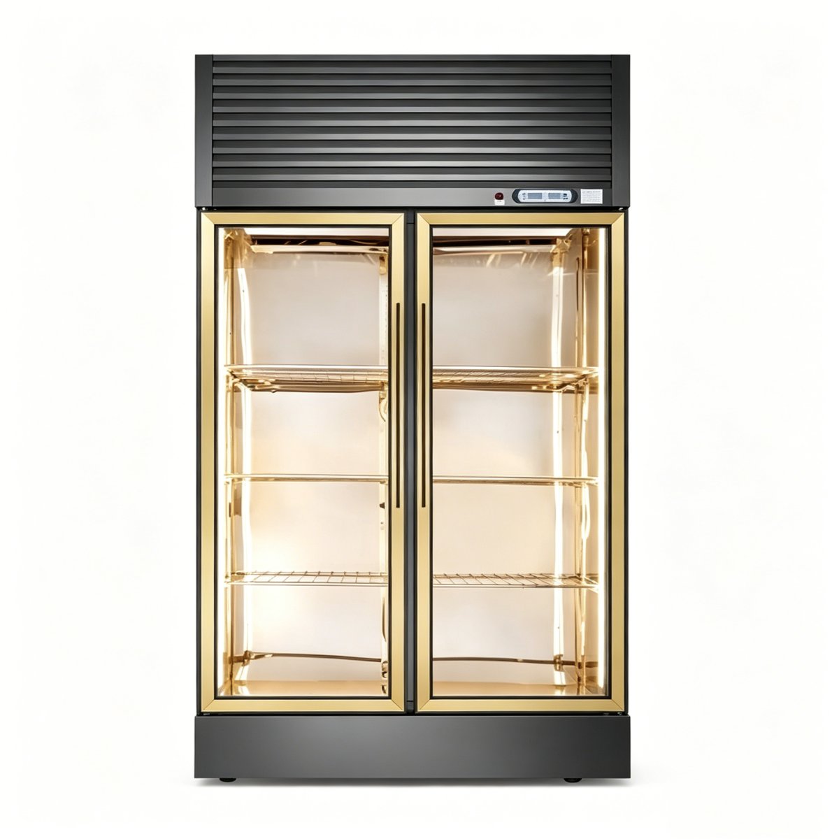 L-Commercial Double Glass Door Meat Display Refrigerator Gold Frame Constant Temperature Beef Dry Aging Fridge