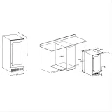 L- Built in Single Glass Door Wine Cooler Stainless Steel Undercounter Wine Fridge  for Home Kitchen Bar Wine Storage