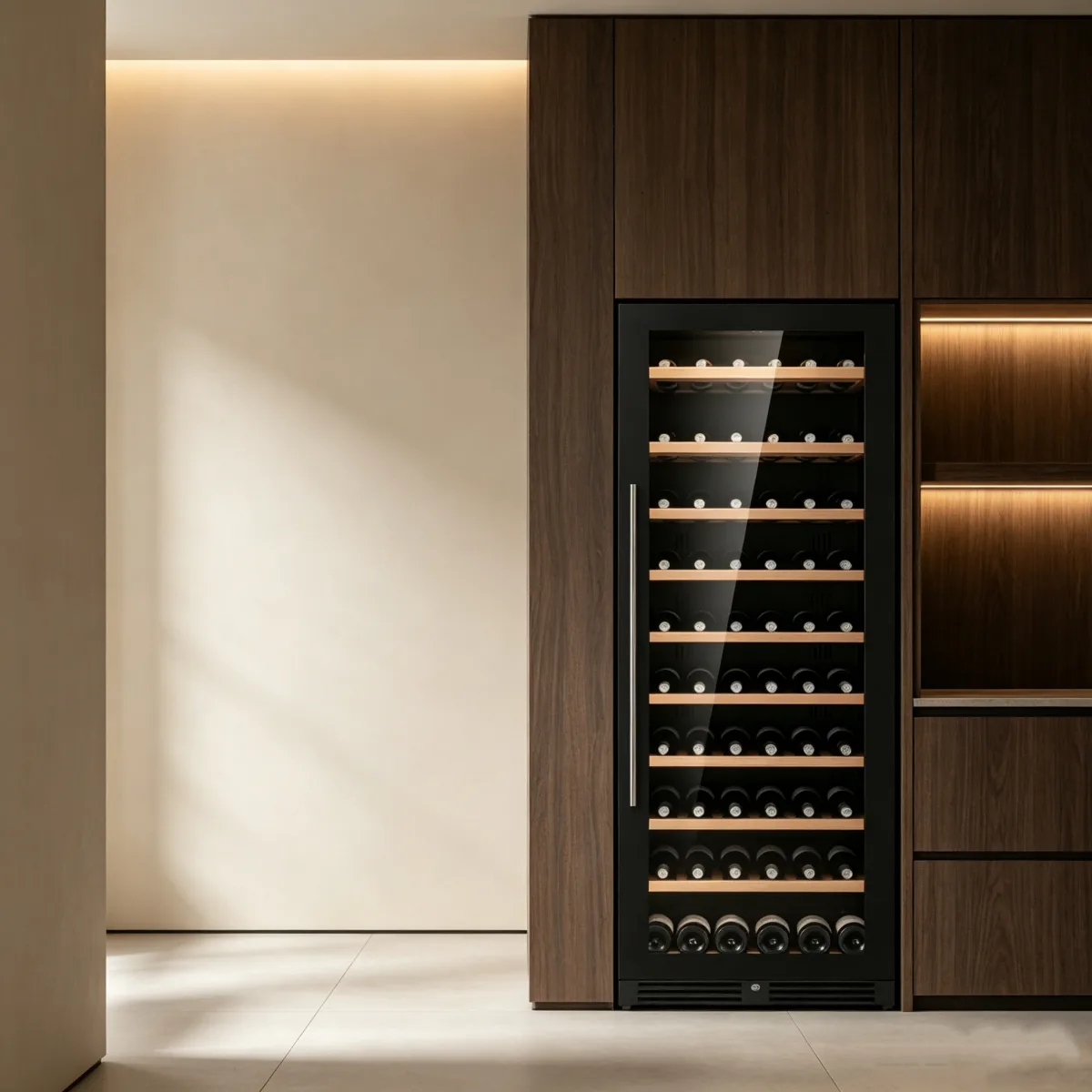 L- Soft UV-free LED Wine Chiller Even Air Circulation Narrow Single Door Constant Temp Wine Refrigerator