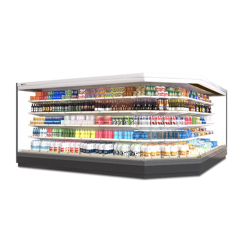 Open Air Meat Deli Display Cooler Multi Shelf Vertical Air Curtain Fridge for Supermarket Raw & Cooked Meat Retail
