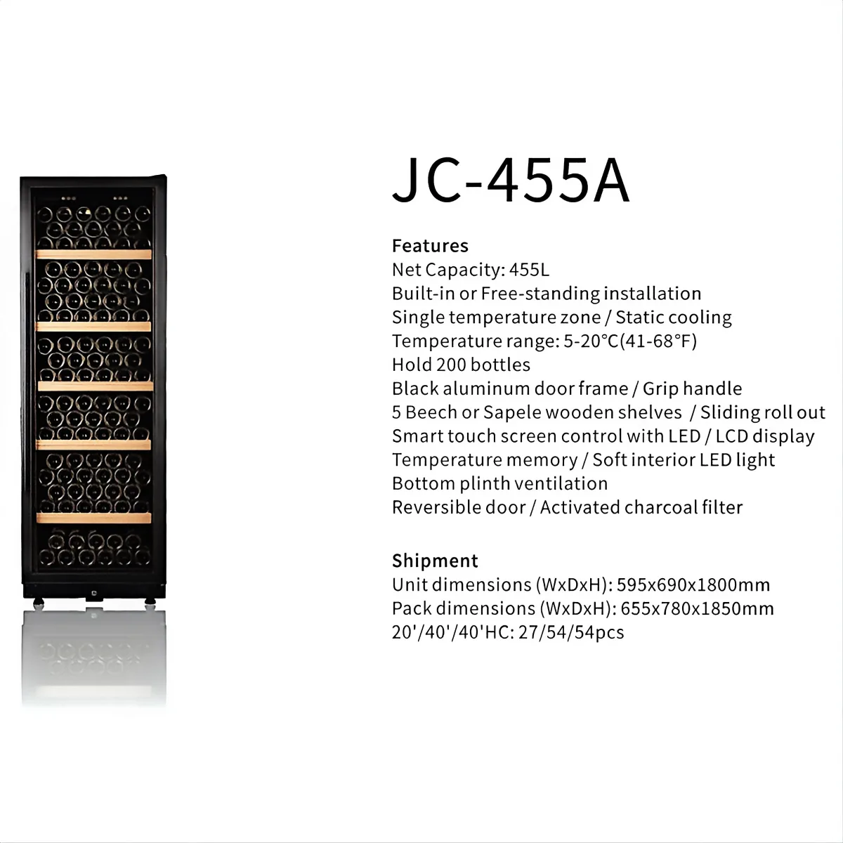 L-Factory OEM Slim Single Door Wine Cooler Custom Color Stainless Steel Wine Fridge Wholesale