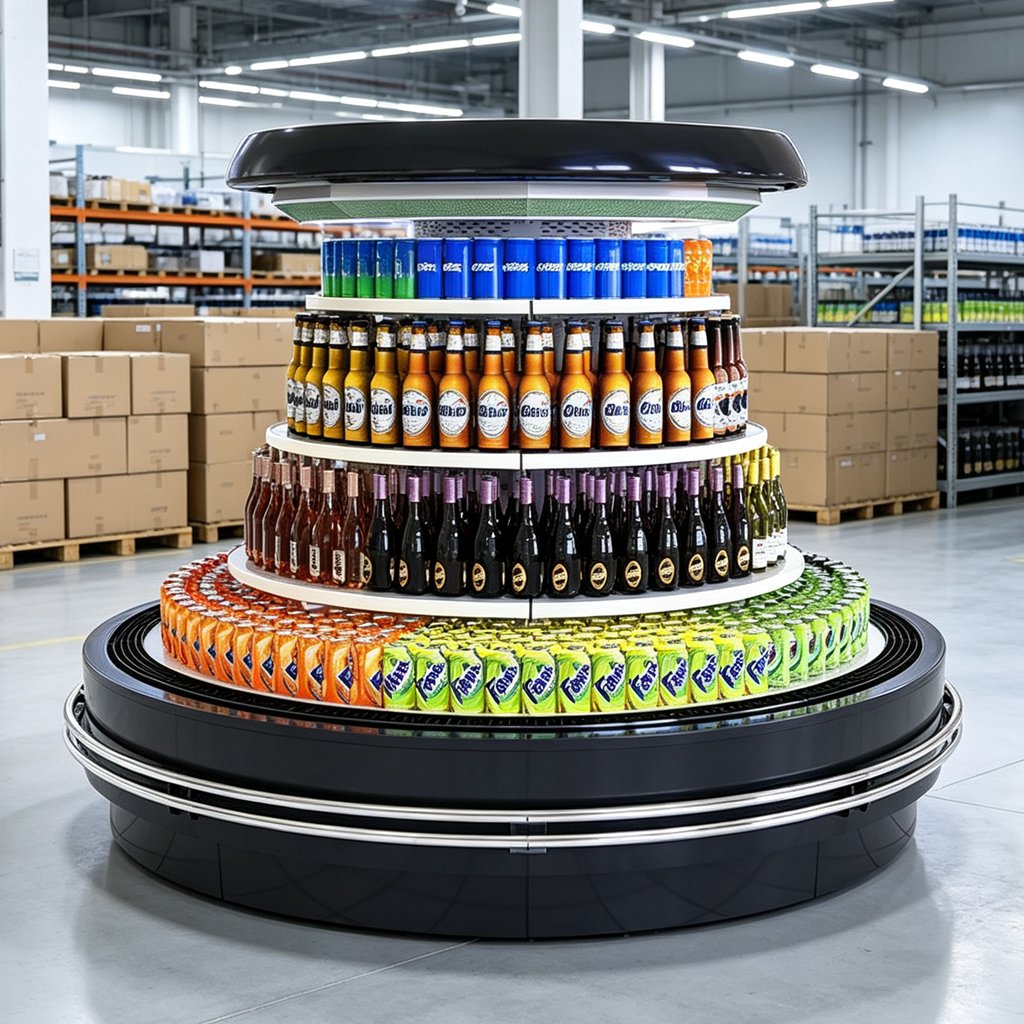 Anti-rust Base Display Cooler Even Temperature Circular Display Chiller for Dairy Products