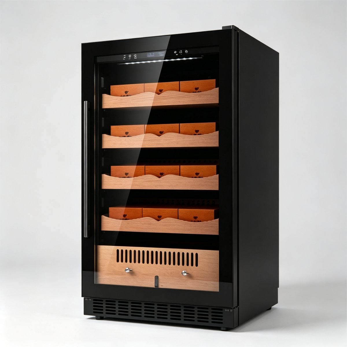 C-265L Large Vertical Cigar Humidor Cedar Wood Racks Constant Temp Humidity Storage