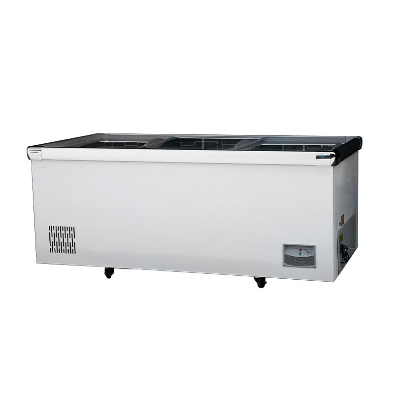 Top Open Lid Chest Freezer Supermarket Frozen Food Meat Island Refrigerator Glass Door Freezer Deep Fridge Freezer