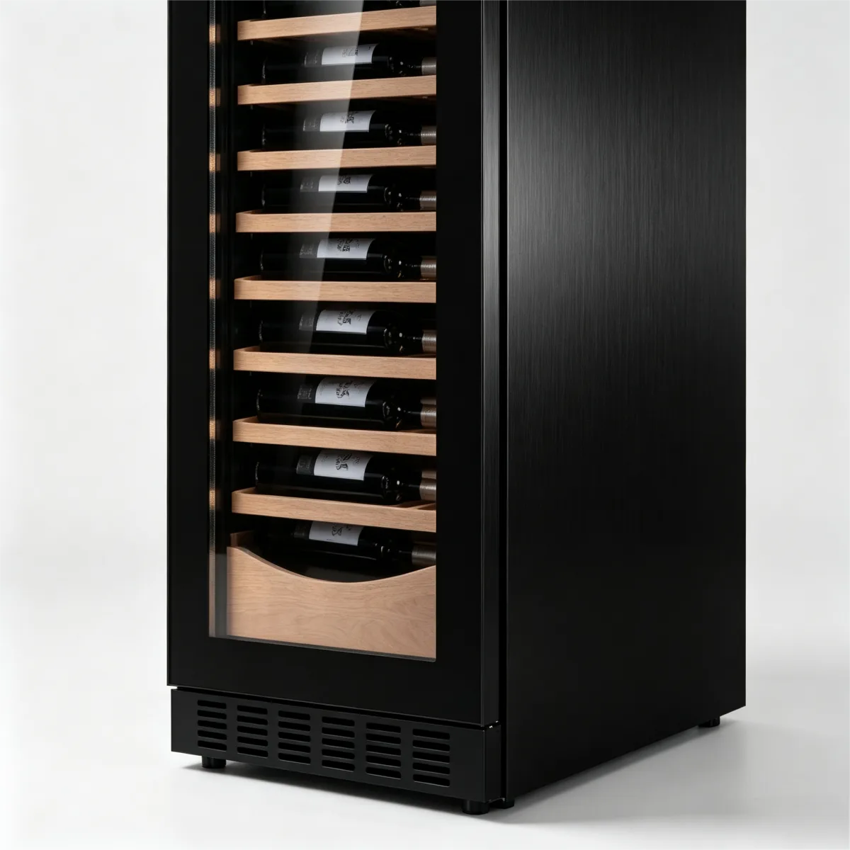 C-385L Vertical Built-in Wine Refrigerator Solid Wood Storage Racks 5-20℃