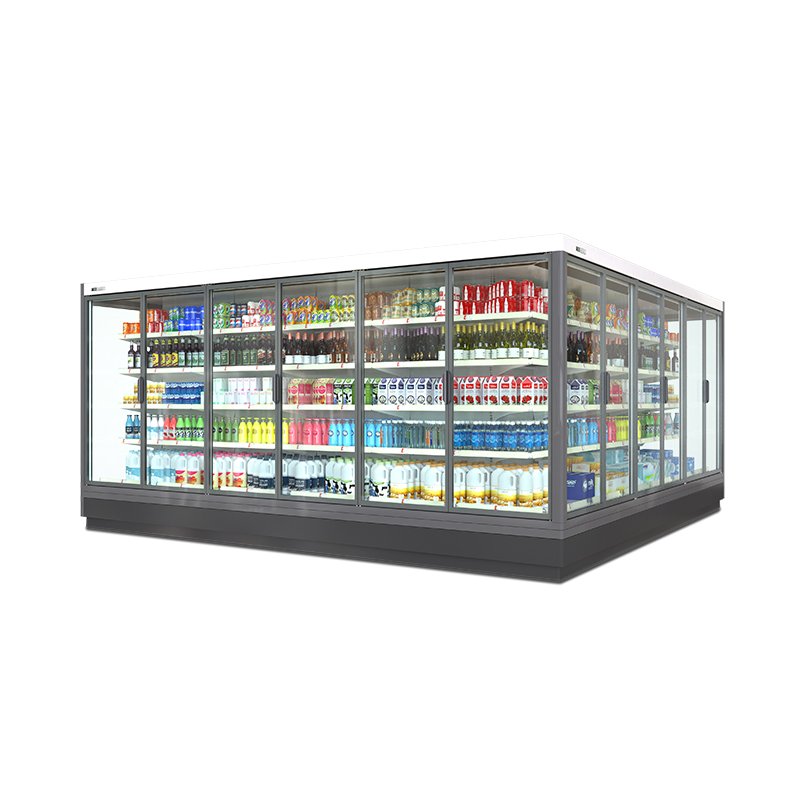 Straight Open Air Curtain Display Fridge Multi-layer LED Refrigerated Chiller for Grocery Drinks