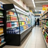 Black Finish Commercial Drink Cooler Double Air Curtain Open Display Chiller for Retail Store