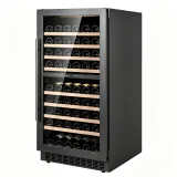 G-Touch LCD Control  Zone Wine Fridge With Pull Out Beech Wood Shelves