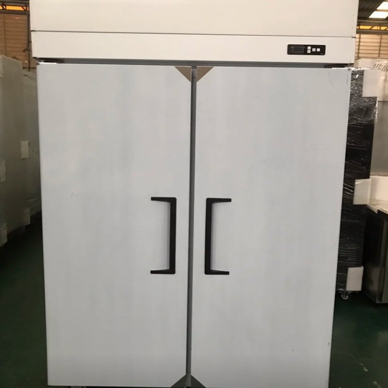 Dual French Door Stainless Steel Commercial Refrigerator Stand-Freezer with Fan Cooling Single-Temperature for Kitchen Use