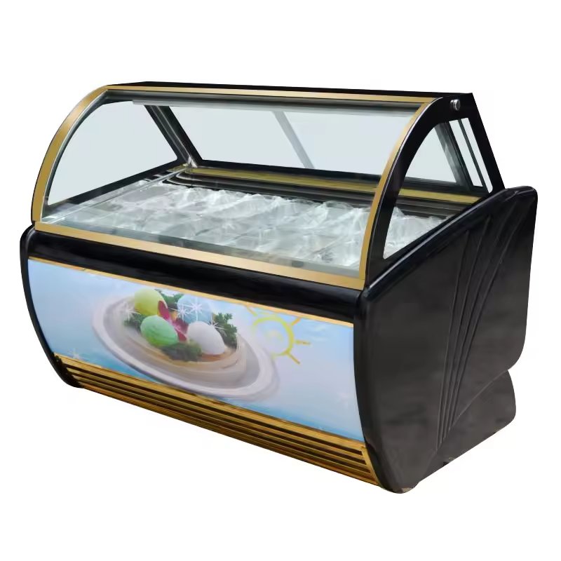 Gelato Display Freezer Single Temperature Direct Cooling Automatic Defrost Ice Cream Display Freezer