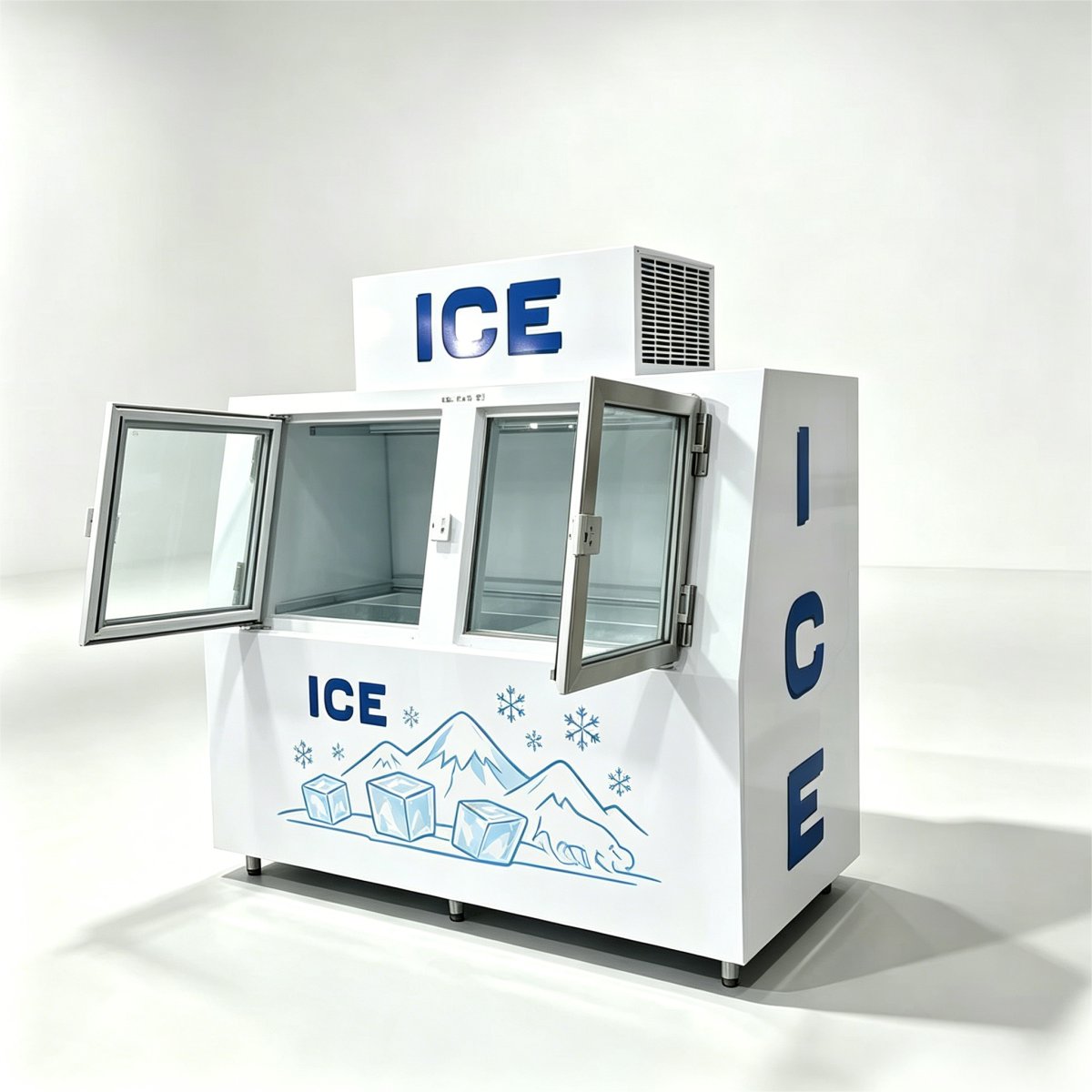 C-Double Door Ice Storage Freezer Anti-Rust Sprayed Cabinet Body For Convenience Store Ice Storage