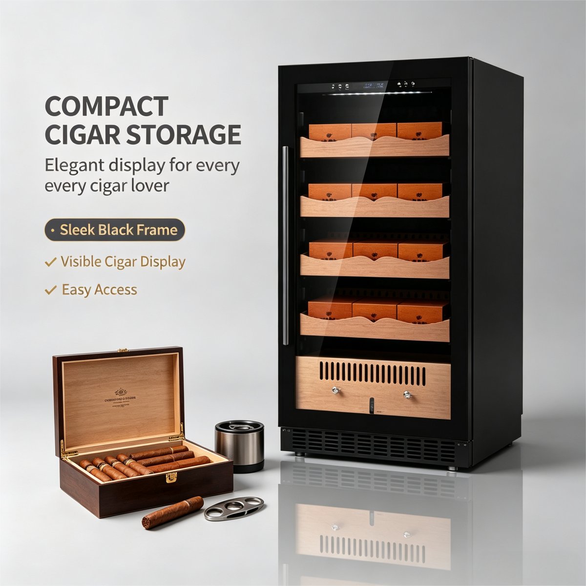 C-Dual Use Built-in Freestanding Compressor Cigar Cabinet 265L for Cigar Collection