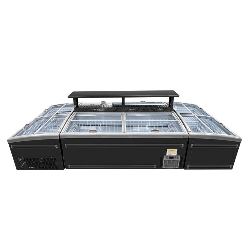 Low Temperature Low E Glass Sliding Door showcase Island Freezer for Meat